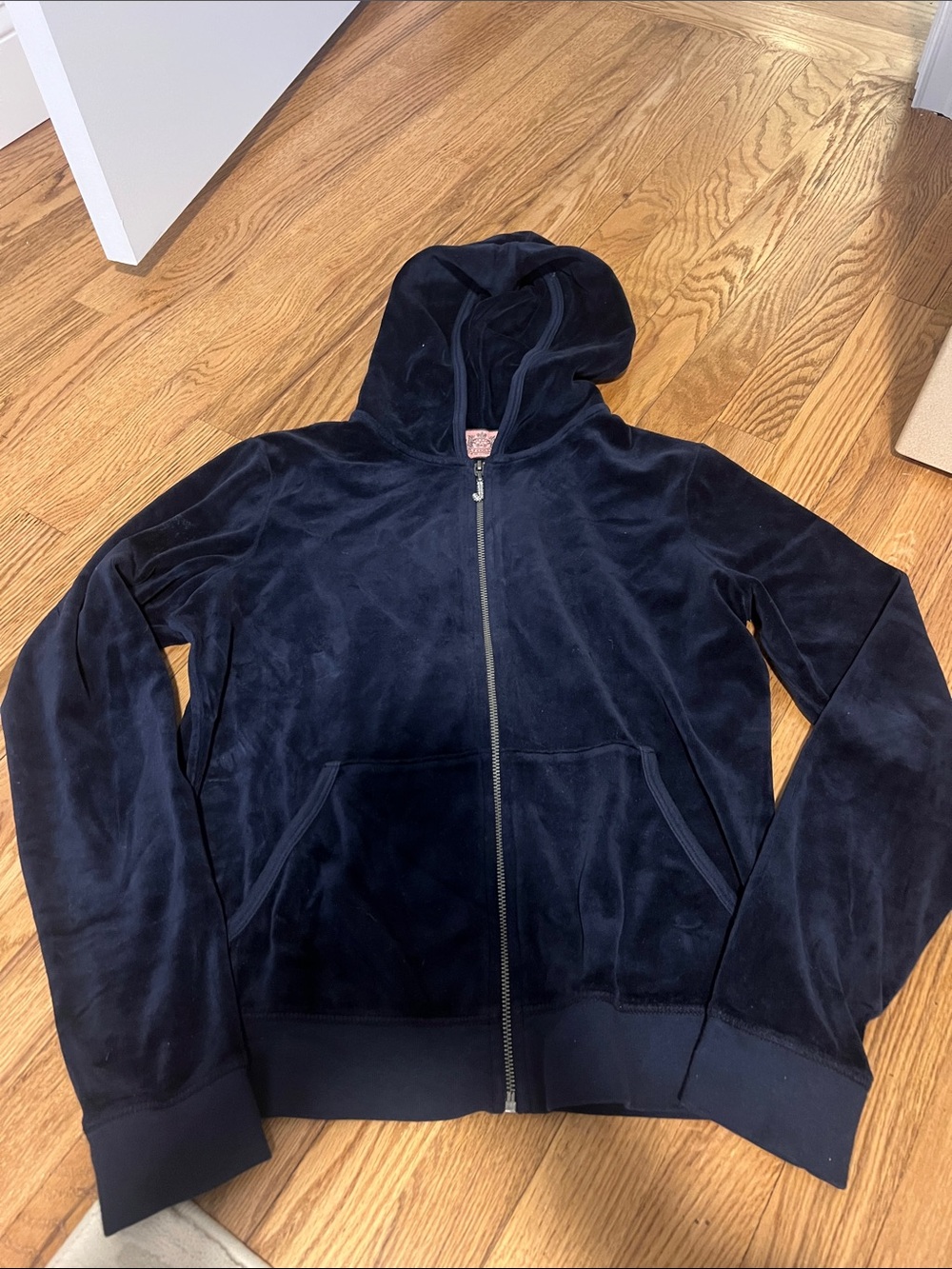 Juicy Couture Navy Velour Hooded Zip Jacket